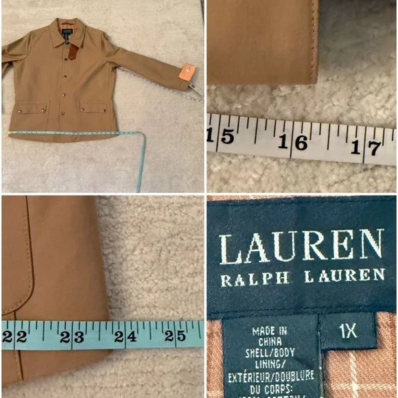 Lauren Ralph Lauren Woman Beige Lightweight Button Front Jacket Size 1X - Picture 8 of 12